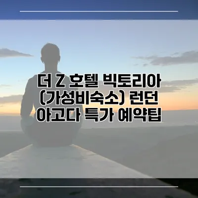 더 Z 호텔 빅토리아 (가성비숙소) 런던 아고다 특가 예약팁