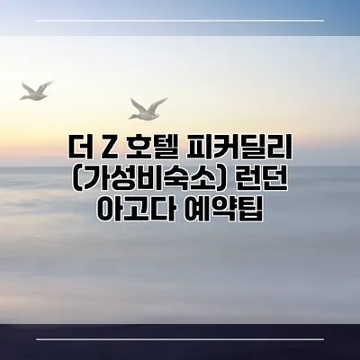더 Z 호텔 피커딜리 (가성비숙소) 런던 아고다 예약팁