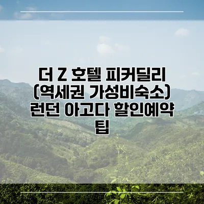더 Z 호텔 피커딜리 (역세권 가성비숙소) 런던 아고다 할인예약 팁