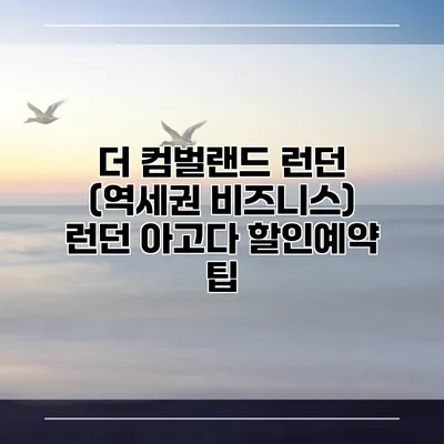 더 컴벌랜드 런던 (역세권 비즈니스) 런던 아고다 할인예약 팁