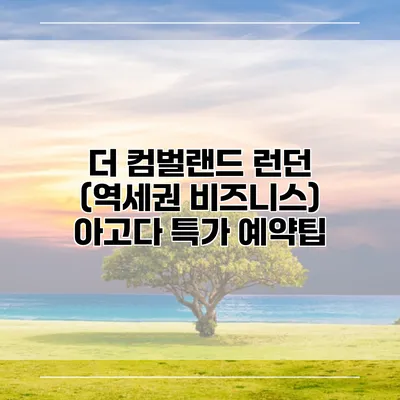 더 컴벌랜드 런던 (역세권 비즈니스) 아고다 특가 예약팁
