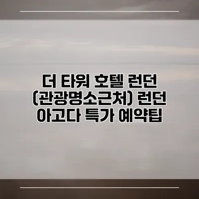 더 타워 호텔 런던 (관광명소근처) 런던 아고다 특가 예약팁
