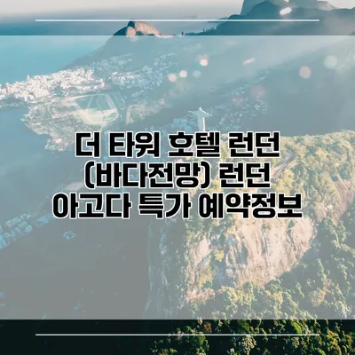 더 타워 호텔 런던 (바다전망) 런던 아고다 특가 예약정보