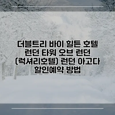 더블트리 바이 힐튼 호텔 런던 타워 오브 런던 (럭셔리호텔) 런던 아고다 할인예약 방법