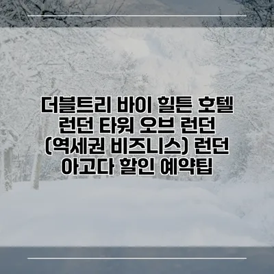 더블트리 바이 힐튼 호텔 런던 타워 오브 런던 (역세권 비즈니스) 런던 아고다 할인 예약팁