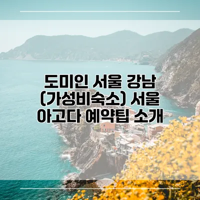 도미인 서울 강남 (가성비숙소) 서울 아고다 예약팁 소개