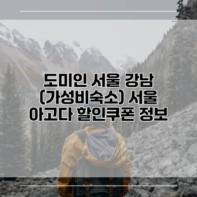 도미인 서울 강남 (가성비숙소) 서울 아고다 할인쿠폰 정보
