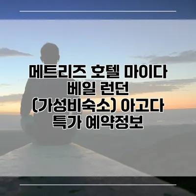메트리즈 호텔 마이다 베일 런던 (가성비숙소) 아고다 특가 예약정보