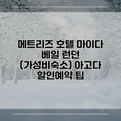 메트리즈 호텔 마이다 베일 런던 (가성비숙소) 아고다 할인예약 팁