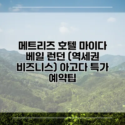 메트리즈 호텔 마이다 베일 런던 (역세권 비즈니스) 아고다 특가 예약팁