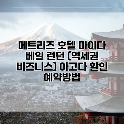 메트리즈 호텔 마이다 베일 런던 (역세권 비즈니스) 아고다 할인 예약방법