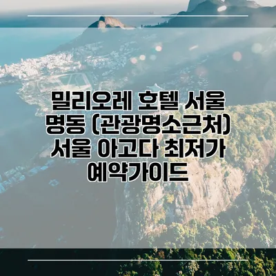 밀리오레 호텔 서울 명동 (관광명소근처) 서울 아고다 최저가 예약가이드