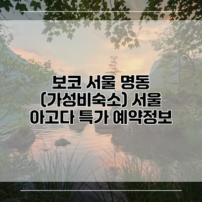 보코 서울 명동 (가성비숙소) 서울 아고다 특가 예약정보