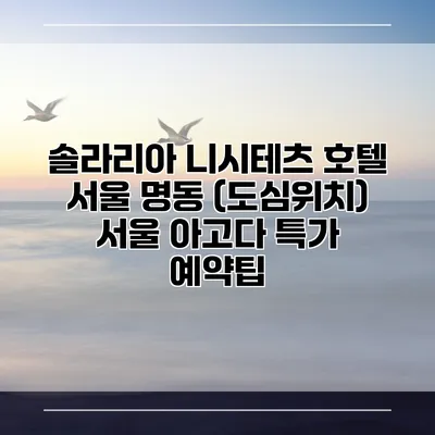 솔라리아 니시테츠 호텔 서울 명동 (도심위치) 서울 아고다 특가 예약팁