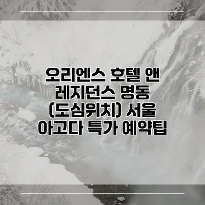 오리엔스 호텔 앤 레지던스 명동 (도심위치) 서울 아고다 특가 예약팁
