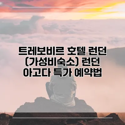 트레보비르 호텔 런던 (가성비숙소) 런던 아고다 특가 예약법