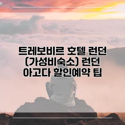 트레보비르 호텔 런던 (가성비숙소) 런던 아고다 할인예약 팁