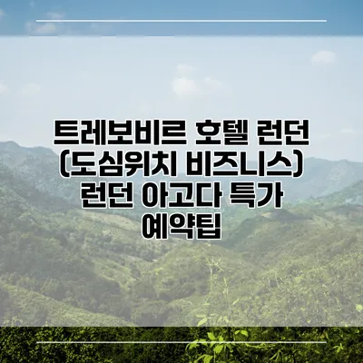트레보비르 호텔 런던 (도심위치 비즈니스) 런던 아고다 특가 예약팁