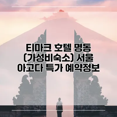 티마크 호텔 명동 (가성비숙소) 서울 아고다 특가 예약정보