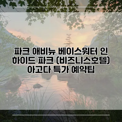 파크 애비뉴 베이스워터 인 하이드 파크 (비즈니스호텔) 아고다 특가 예약팁