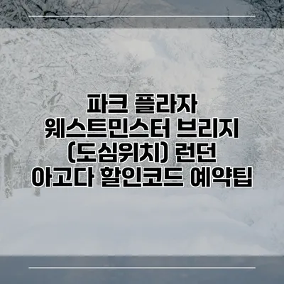 파크 플라자 웨스트민스터 브리지 (도심위치) 런던 아고다 할인코드 예약팁