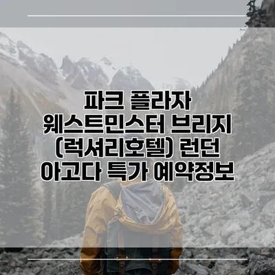 파크 플라자 웨스트민스터 브리지 (럭셔리호텔) 런던 아고다 특가 예약정보