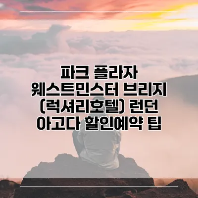 파크 플라자 웨스트민스터 브리지 (럭셔리호텔) 런던 아고다 할인예약 팁