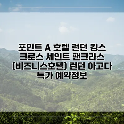 포인트 A 호텔 런던 킹스 크로스 세인트 팬크라스 (비즈니스호텔) 런던 아고다 특가 예약정보
