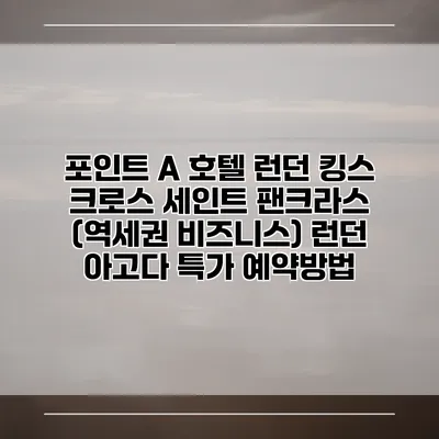 포인트 A 호텔 런던 킹스 크로스 세인트 팬크라스 (역세권 비즈니스) 런던 아고다 특가 예약방법