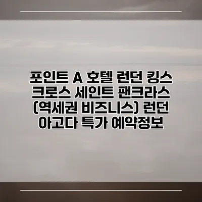 포인트 A 호텔 런던 킹스 크로스 세인트 팬크라스 (역세권 비즈니스) 런던 아고다 특가 예약정보