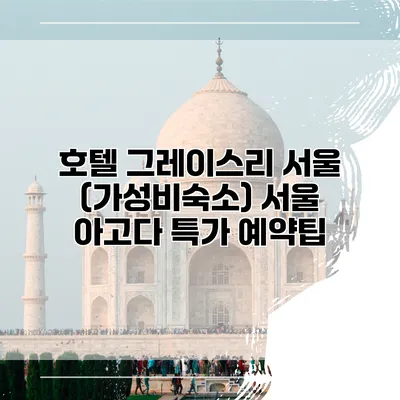 호텔 그레이스리 서울 (가성비숙소) 서울 아고다 특가 예약팁