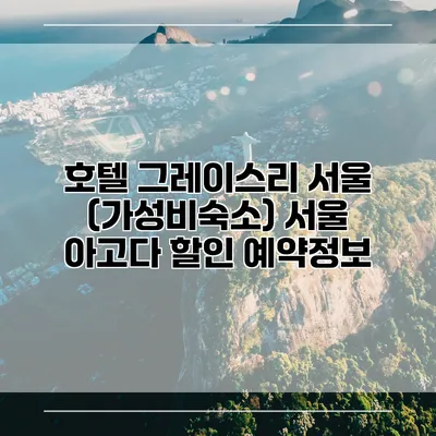 호텔 그레이스리 서울 (가성비숙소) 서울 아고다 할인 예약정보