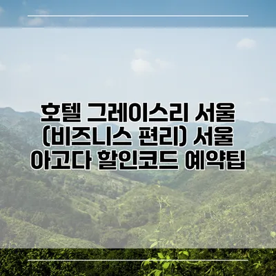 호텔 그레이스리 서울 (비즈니스 편리) 서울 아고다 할인코드 예약팁