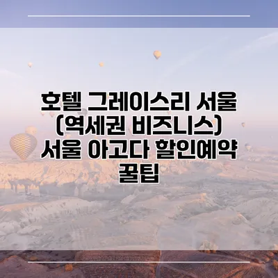 호텔 그레이스리 서울 (역세권 비즈니스) 서울 아고다 할인예약 꿀팁