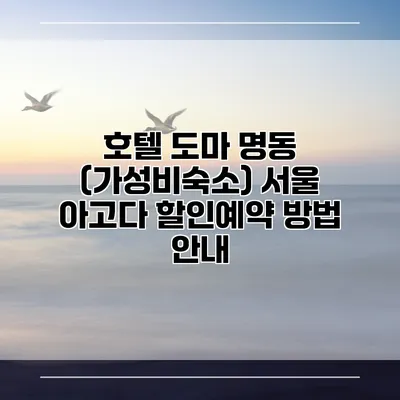 호텔 도마 명동 (가성비숙소) 서울 아고다 할인예약 방법 안내