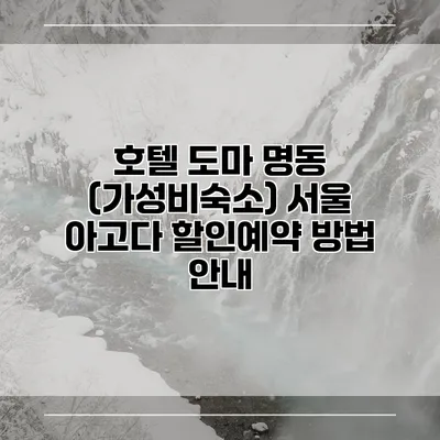 호텔 도마 명동 (가성비숙소) 서울 아고다 할인예약 방법 안내