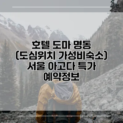 호텔 도마 명동 (도심위치 가성비숙소) 서울 아고다 특가 예약정보
