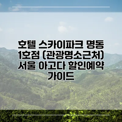 호텔 스카이파크 명동 1호점 (관광명소근처) 서울 아고다 할인예약 가이드