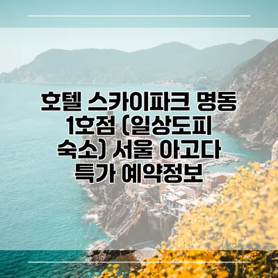 호텔 스카이파크 명동 1호점 (일상도피 숙소) 서울 아고다 특가 예약정보