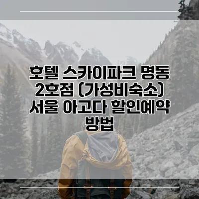 호텔 스카이파크 명동 2호점 (가성비숙소) 서울 아고다 할인예약 방법