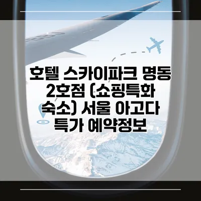 호텔 스카이파크 명동 2호점 (쇼핑특화 숙소) 서울 아고다 특가 예약정보