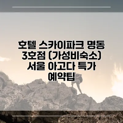 호텔 스카이파크 명동 3호점 (가성비숙소) 서울 아고다 특가 예약팁