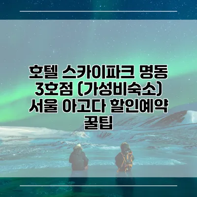 호텔 스카이파크 명동 3호점 (가성비숙소) 서울 아고다 할인예약 꿀팁