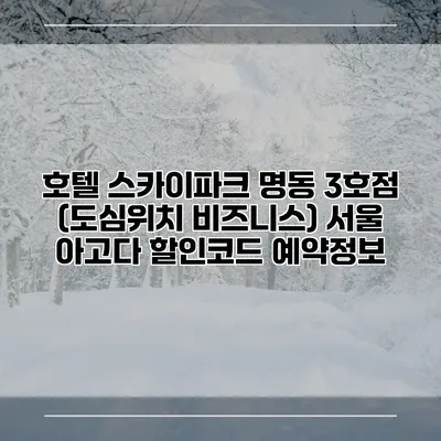 호텔 스카이파크 명동 3호점 (도심위치 비즈니스) 서울 아고다 할인코드 예약정보