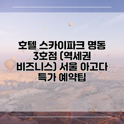 호텔 스카이파크 명동 3호점 (역세권 비즈니스) 서울 아고다 특가 예약팁