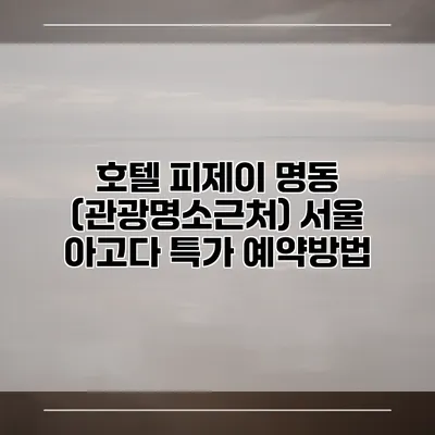 호텔 피제이 명동 (관광명소근처) 서울 아고다 특가 예약방법