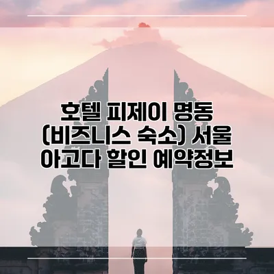 호텔 피제이 명동 (비즈니스 숙소) 서울 아고다 할인 예약정보