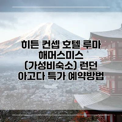 히튼 컨셉 호텔 루마 해머스미스 (가성비숙소) 런던 아고다 특가 예약방법