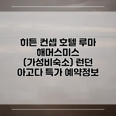 히튼 컨셉 호텔 루마 해머스미스 (가성비숙소) 런던 아고다 특가 예약정보