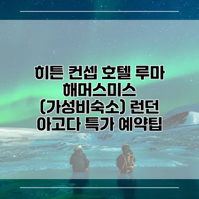 히튼 컨셉 호텔 루마 해머스미스 (가성비숙소) 런던 아고다 특가 예약팁
